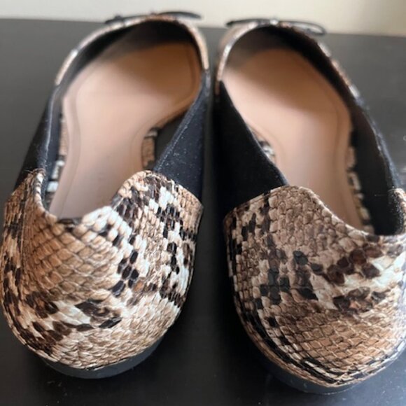 Zara Black and Brown Patterned Flats with Bow - Picture 3 of 4